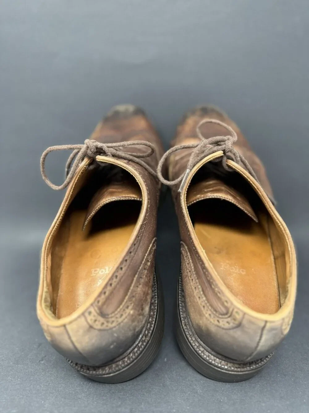 Polo Ralph Lauren Asher Wingtip Oxfords Shoes Mens 10.5D Brown Vibram Sole 17623
